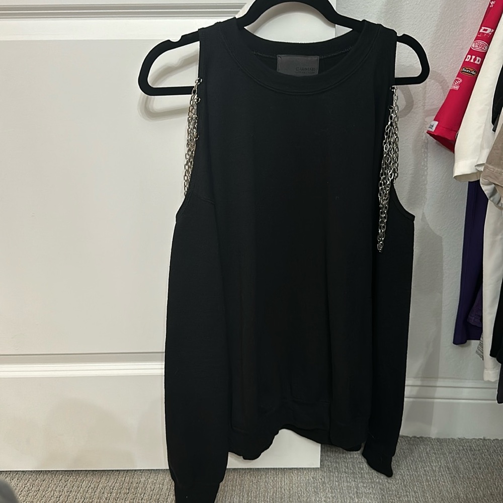Carmar chain shoulder cut-out sweatshirt